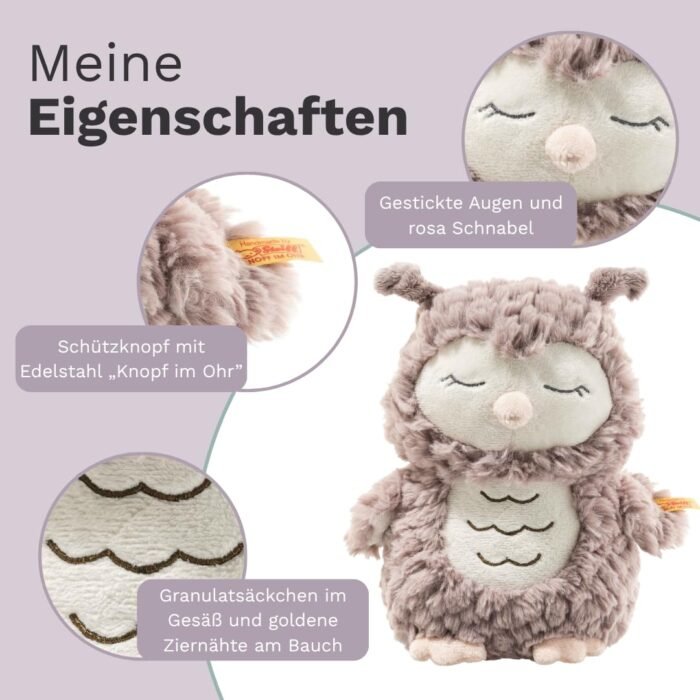 Steiff Kuscheltier Ollie Eule, Süßes Stofftier, Jungen, Mädchen & Babys ab 0 Monaten, Friends, Plüschtierm, Beige – Bild 5