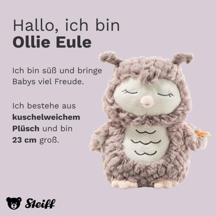 Steiff Kuscheltier Ollie Eule, Süßes Stofftier, Jungen, Mädchen & Babys ab 0 Monaten, Friends, Plüschtierm, Beige – Bild 6